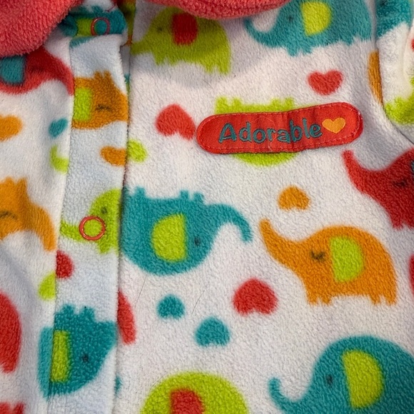Baby Mode - Colorful Fleece Onesie Sleeper with Elephant Print - Picture 2 of 4